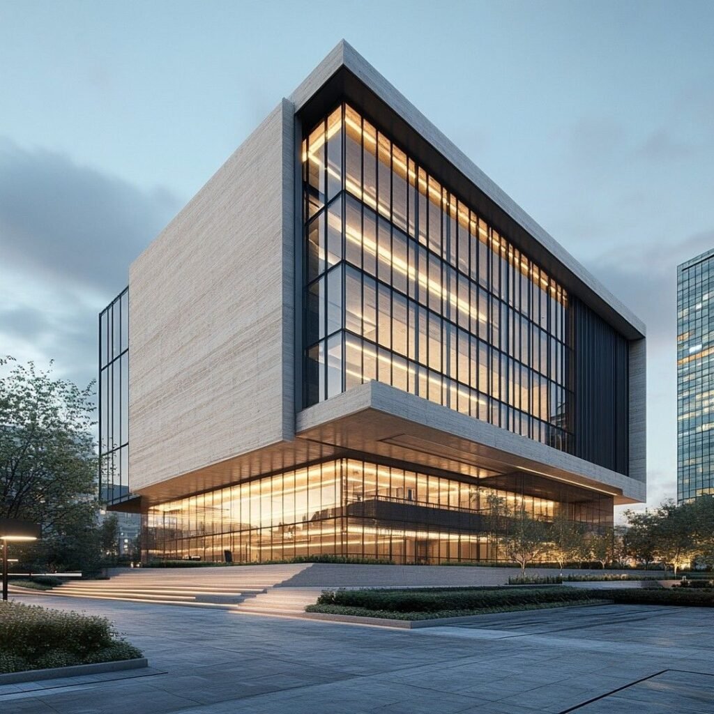 Modern commercial office building in Ames, Iowa, representing commercial real estate and business development